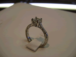 Diamond Ring with Engraved Band