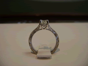 Diamond Ring with Engraved Band